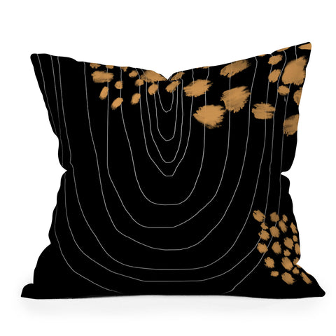 Aleeya Jones Black Gold Outdoor Throw Pillow
