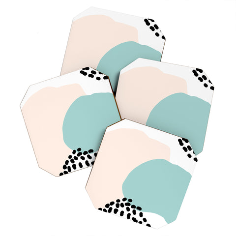 Aleeya Jones Modern Minimalistic shapes blue Coaster Set