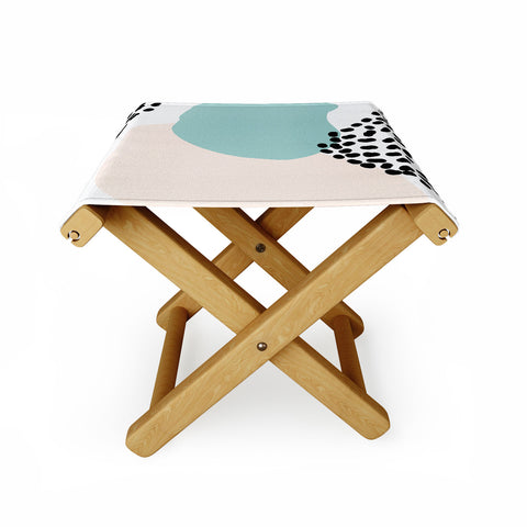 Aleeya Jones Modern Minimalistic shapes blue Folding Stool