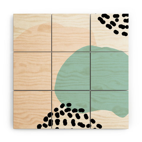 Aleeya Jones Modern Minimalistic shapes blue Wood Wall Mural