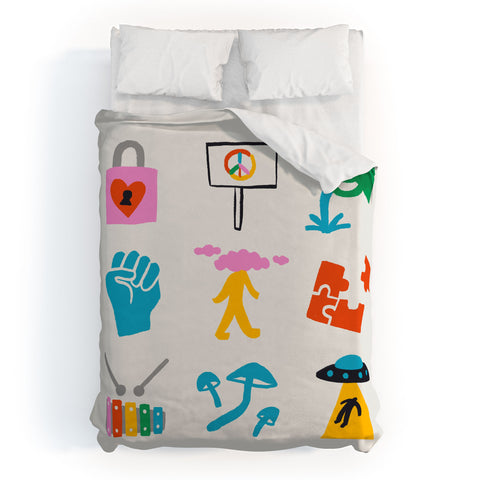 Aley Wild Aquarius Emoji Duvet Cover