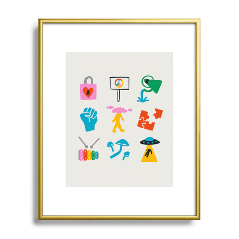 Aley Wild Aquarius Emoji Metal Framed Art Print