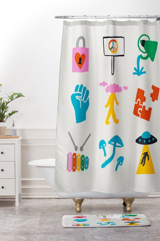 Aley Wild Aquarius Emoji Shower Curtain And Mat