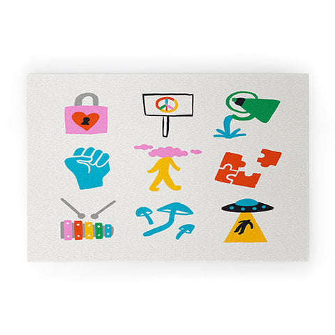Aley Wild Aquarius Emoji Welcome Mat