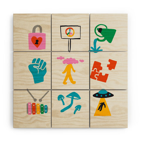 Aley Wild Aquarius Emoji Wood Wall Mural