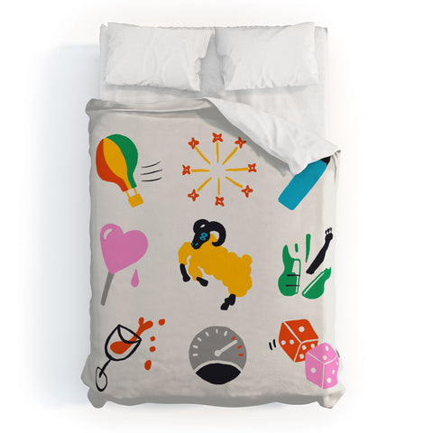 Aley Wild Aries Emoji Duvet Cover