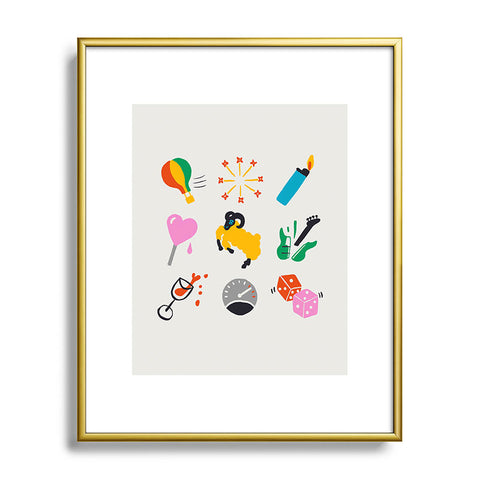 Aley Wild Aries Emoji Metal Framed Art Print