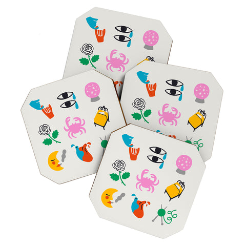 Aley Wild Cancer Emoji Coaster Set