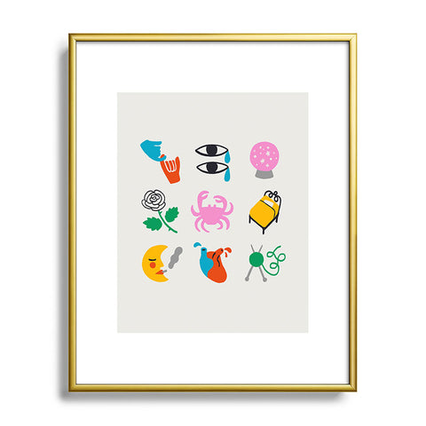 Aley Wild Cancer Emoji Metal Framed Art Print