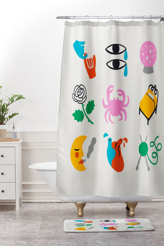 Aley Wild Cancer Emoji Shower Curtain And Mat