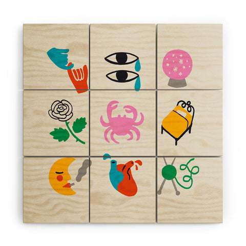 Aley Wild Cancer Emoji Wood Wall Mural