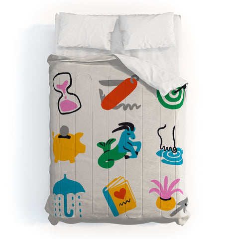Aley Wild Capricorn Emoji Comforter