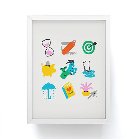 Aley Wild Capricorn Emoji Framed Mini Art Print