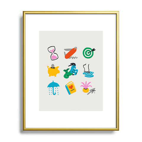 Aley Wild Capricorn Emoji Metal Framed Art Print