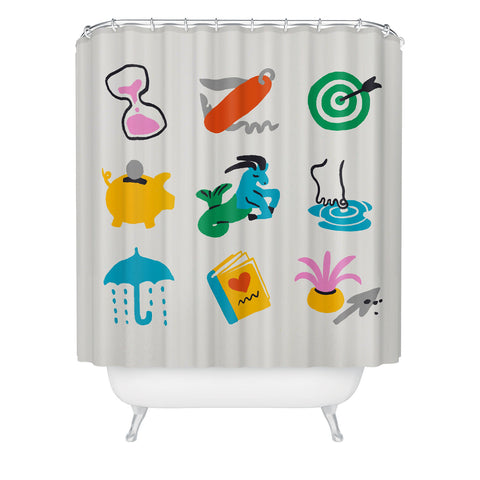 Aley Wild Capricorn Emoji Shower Curtain