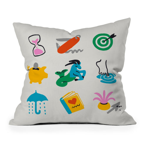 Aley Wild Capricorn Emoji Throw Pillow