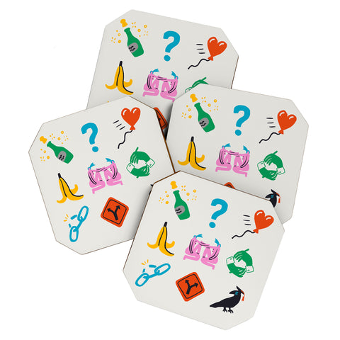 Aley Wild Gemini Emoji Coaster Set