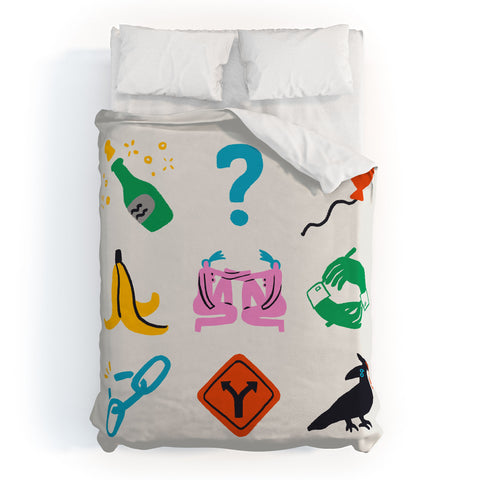 Aley Wild Gemini Emoji Duvet Cover