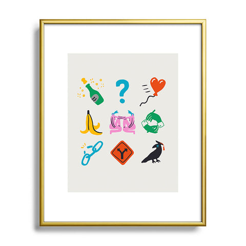 Aley Wild Gemini Emoji Metal Framed Art Print