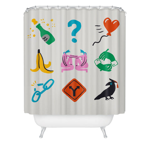 Aley Wild Gemini Emoji Shower Curtain