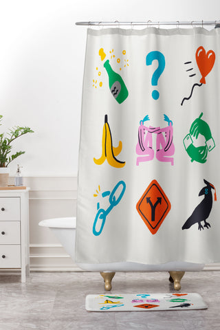 Aley Wild Gemini Emoji Shower Curtain And Mat