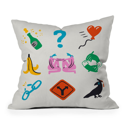Aley Wild Gemini Emoji Throw Pillow