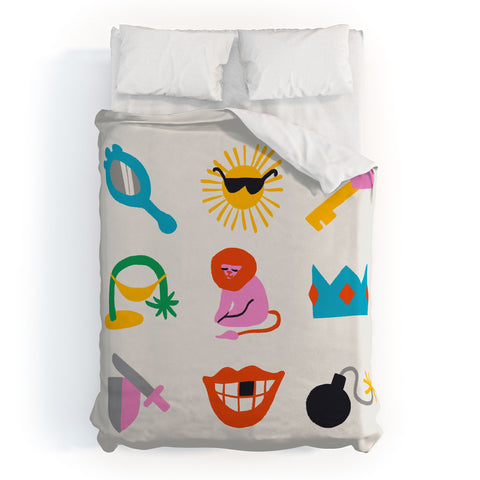 Aley Wild Leo Emoji Duvet Cover