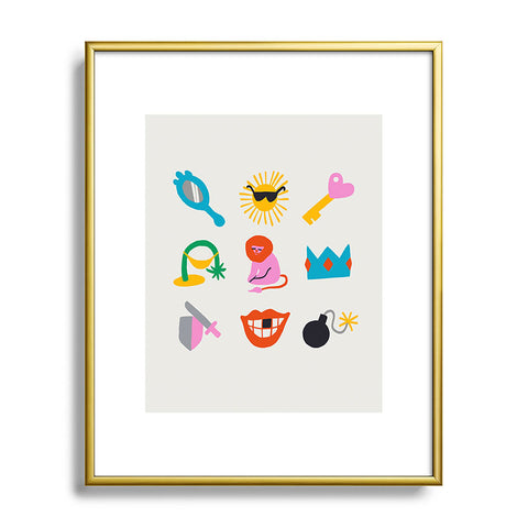 Aley Wild Leo Emoji Metal Framed Art Print