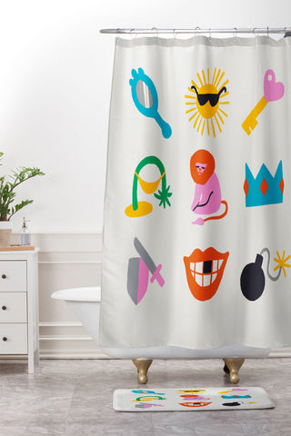Aley Wild Leo Emoji Shower Curtain And Mat