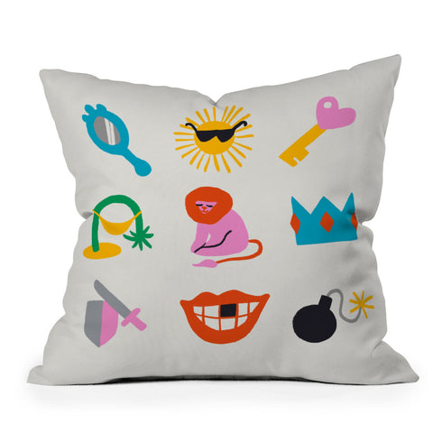 Aley Wild Leo Emoji Outdoor Throw Pillow