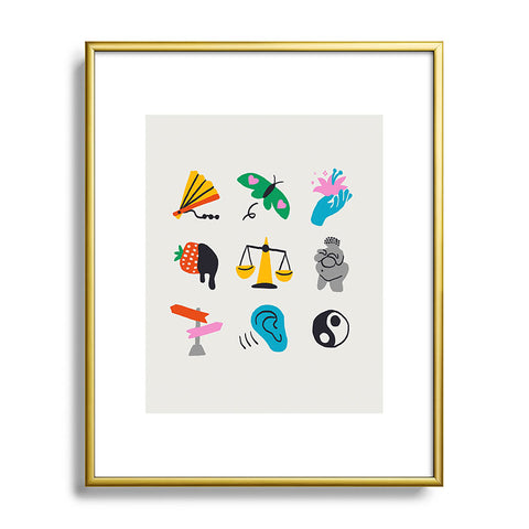 Aley Wild Libra Emoji Metal Framed Art Print
