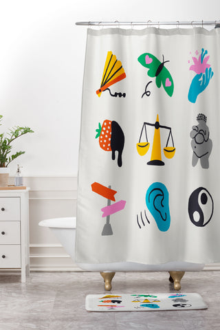 Aley Wild Libra Emoji Shower Curtain And Mat