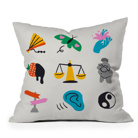 Aley Wild Libra Emoji Outdoor Throw Pillow