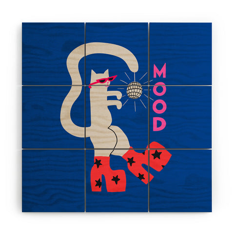 Aley Wild Mood Cat Wood Wall Mural