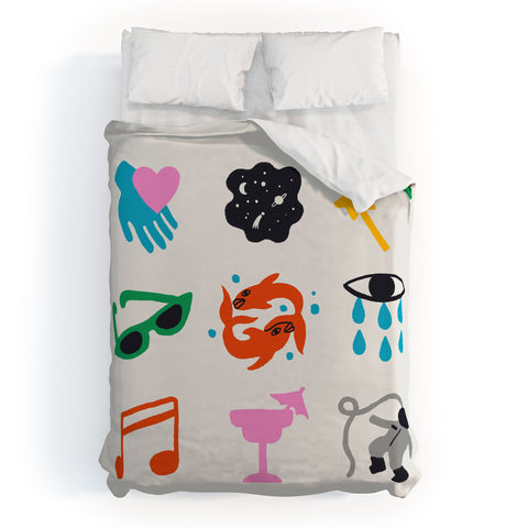 Aley Wild Pisces Emoji Duvet Cover