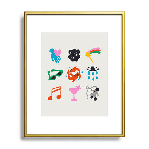 Aley Wild Pisces Emoji Metal Framed Art Print