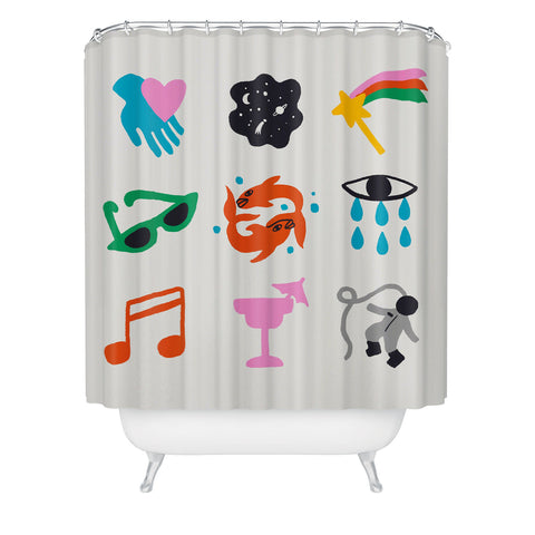Aley Wild Pisces Emoji Shower Curtain