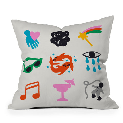 Aley Wild Pisces Emoji Throw Pillow