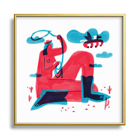 Aley Wild Runaway Pegasus Square Metal Framed Art Print