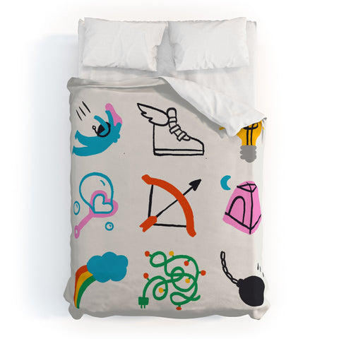 Aley Wild Sagittarius Emoji Duvet Cover