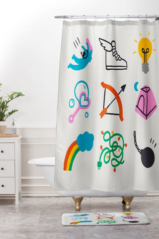 Aley Wild Sagittarius Emoji Shower Curtain And Mat