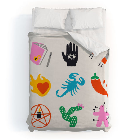 Aley Wild Scorpio Emoji Duvet Cover