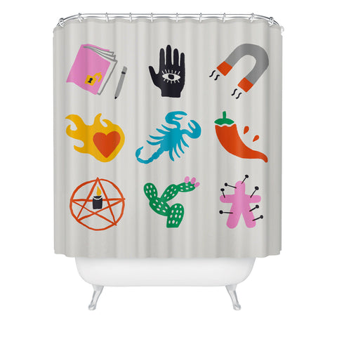 Aley Wild Scorpio Emoji Shower Curtain