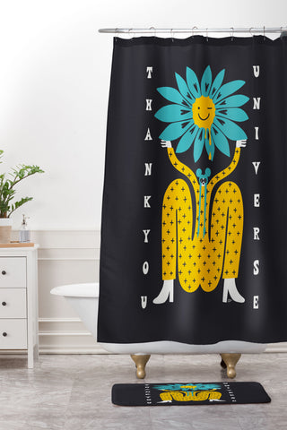 Aley Wild Thank You Universe Shower Curtain And Mat