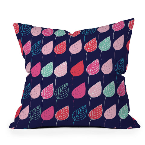 Ali Benyon Happy Leaves Outdoor Throw Pillow