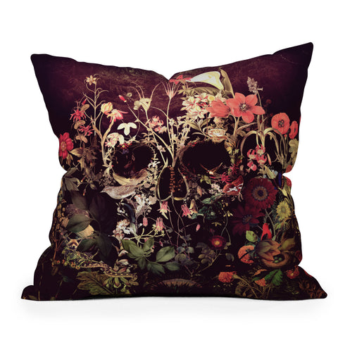 Ali Gulec Bloom Skull Outdoor Throw Pillow