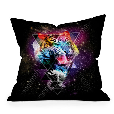 Ali Gulec Cosmic Tiger Outdoor Throw Pillow