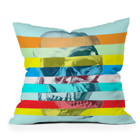 Ali Gulec Glitch Skull Outdoor Throw Pillow