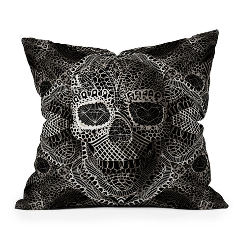 Ali Gulec Lace Skull Outdoor Throw Pillow