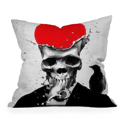 Ali Gulec Splash Skull Outdoor Throw Pillow